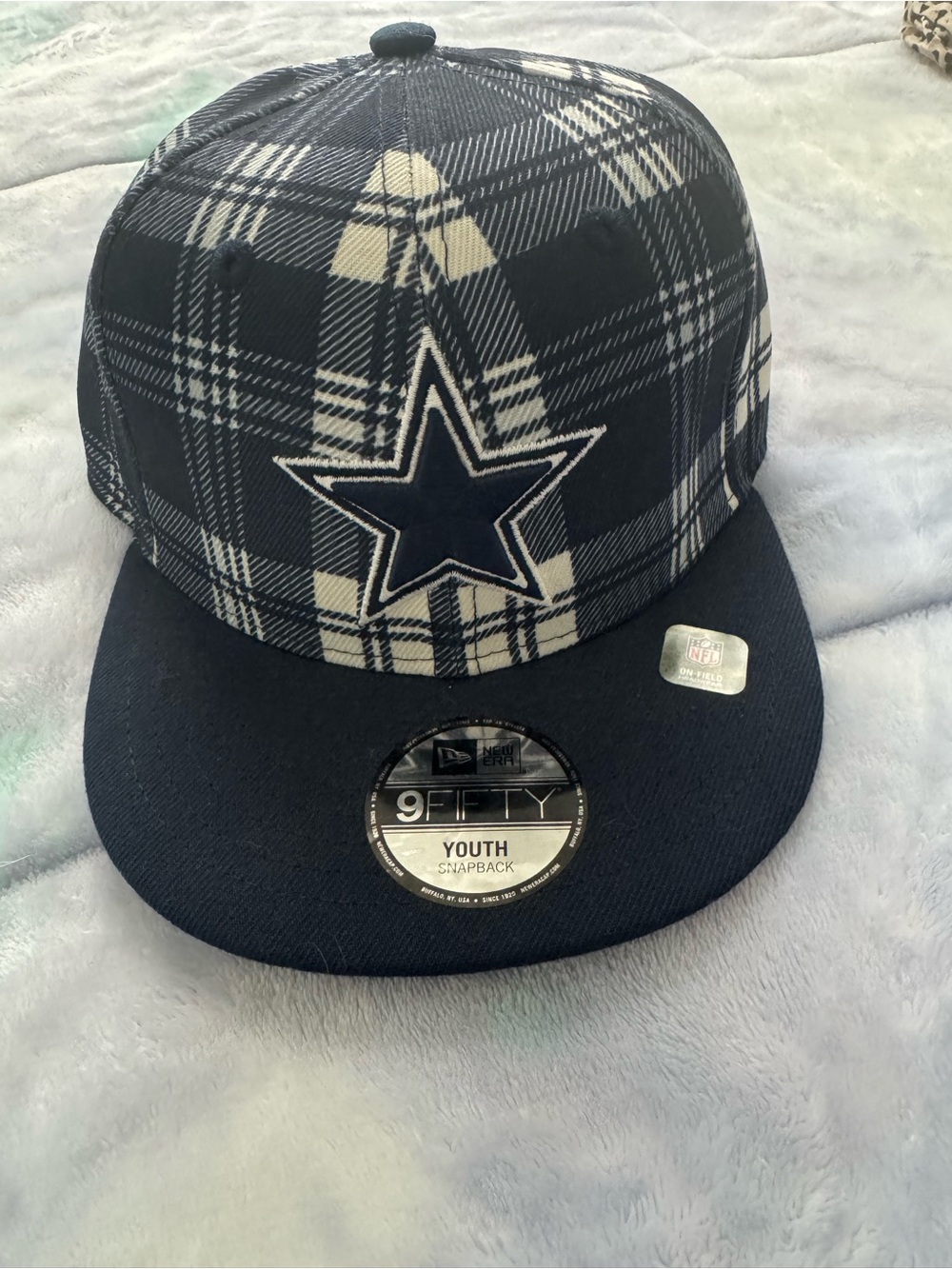New Era Kids Dallas Cowboys Navy and Cream Plaid 9FIFTY Snapback